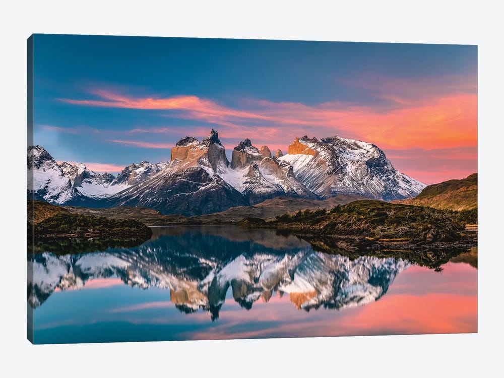 Chile Patagonia Torres Del Paine Stunning Mountain Sunset VII by Alex G Perez 1-piece Canvas Print