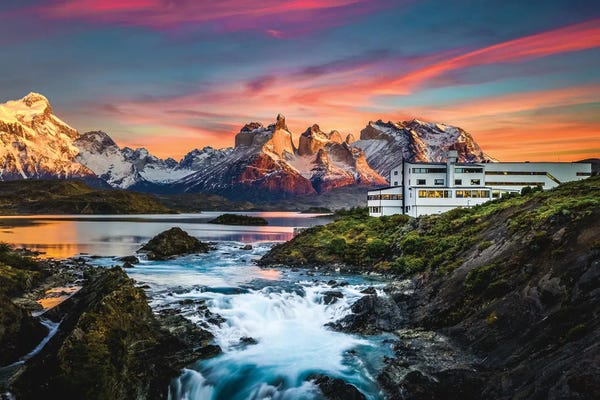 Lake Sunrises & Sunsets: Chile Patagonia Torres Del Paine Stunning Mountain Sunset IX by Alex G Perez