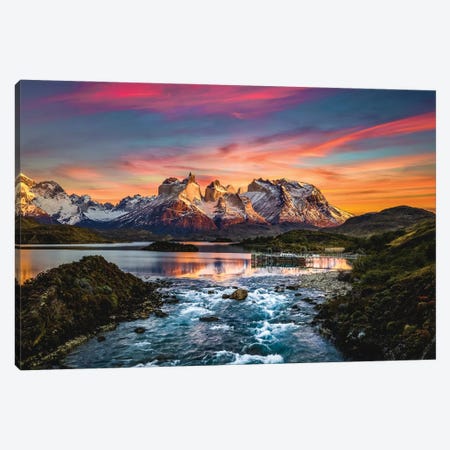 Chile Patagonia Torres Del Paine Stunning Mountain Sunset X Canvas Print #AGP412} by Alex G Perez Canvas Artwork