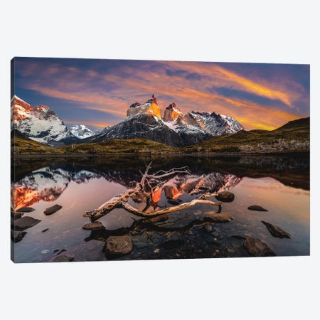 Chile Patagonia Torres Del Paine Stunning Mountain Sunset XII Canvas Print #AGP414} by Alex G Perez Art Print