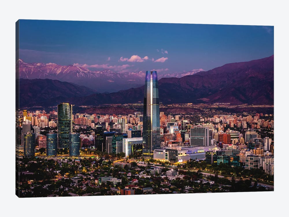 Chile Santiago Skyline Blue Hour Cityscape by Alex G Perez 1-piece Canvas Wall Art
