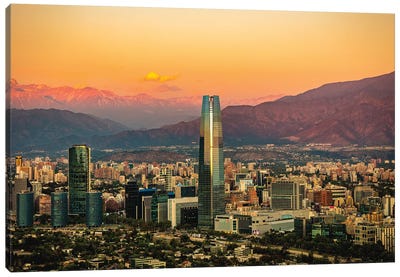Chile Santiago Skyline Sunset Cityscape Canvas Art Print - Alex G Perez