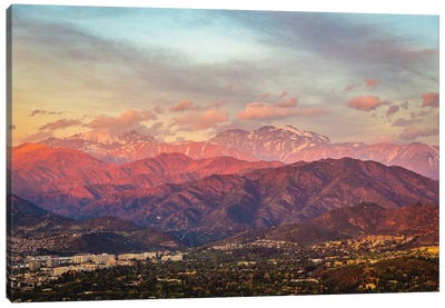 Chile Santiago Sunset Mountains Canvas Art Print - Chile Art