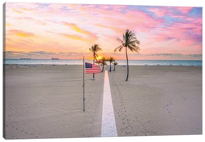 Florida White Sand Beach Palm Tree VI Canvas Art Print - Alex G Perez