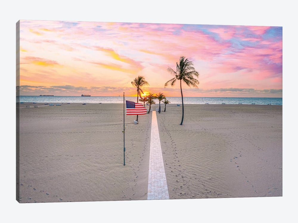 Florida White Sand Beach Palm Tree VI by Alex G Perez 1-piece Canvas Print