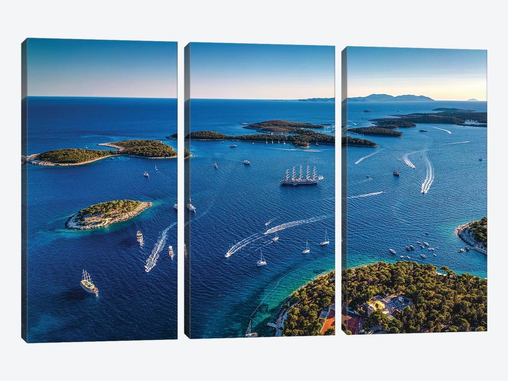 Croatia Hvar Islands From Above by Alex G Perez 3-piece Art Print