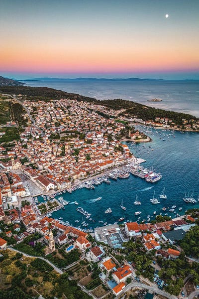 Croatia: Croatia Hvar Small Town Sunset Skyline IV by Alex G Perez