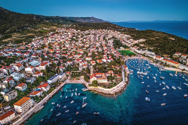 Croatia Hvar Small Town Blue-Hour Skyline