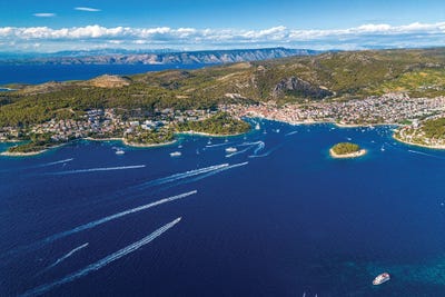 Croatia Hvar Small Town In Distance by Alex G Perez framed canvas print