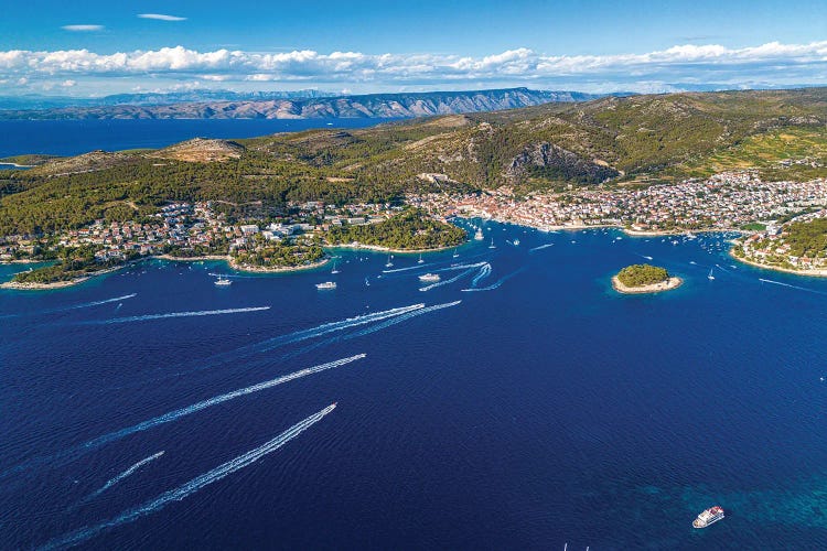 Croatia Hvar Small Town In Distance