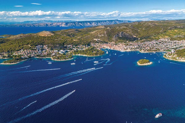 Croatia Hvar Small Town In Distance