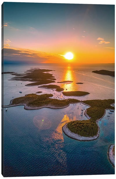 Croatia Hvar Islands Sunset From Above Canvas Art Print - Alex G Perez