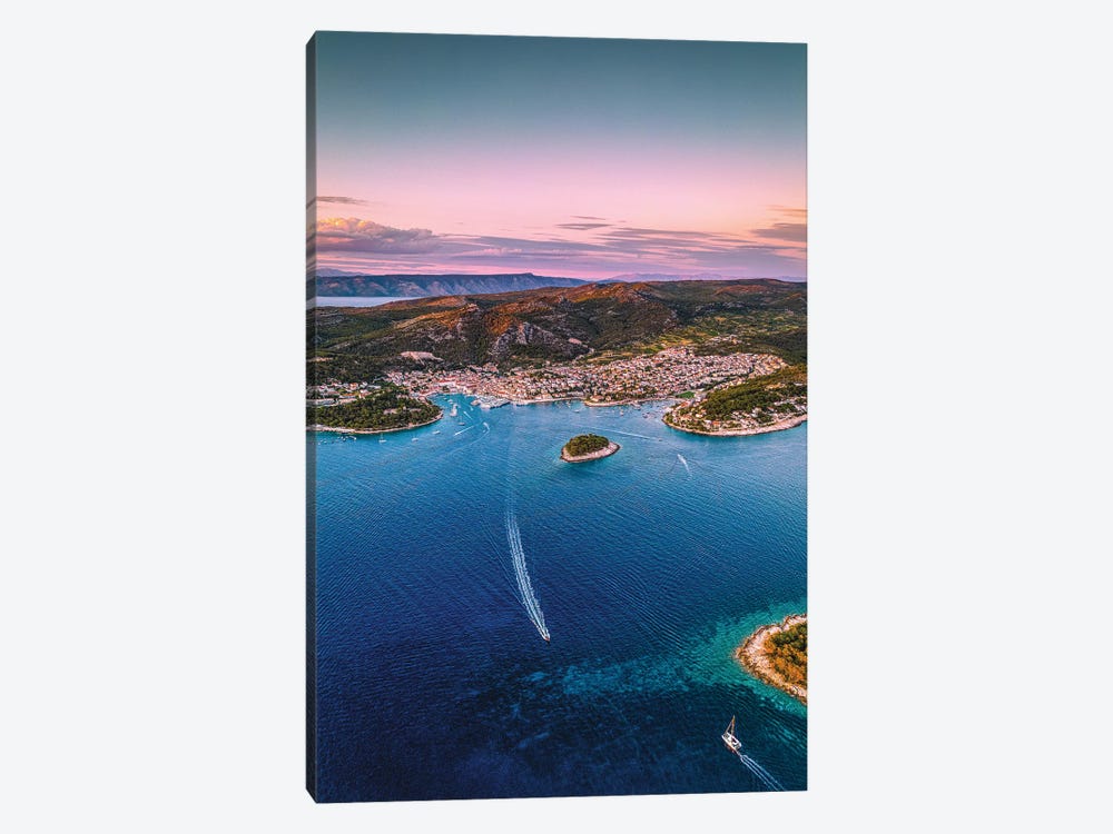 Croatia Hvar Small Town Sunset From Above IV by Alex G Perez 1-piece Canvas Artwork