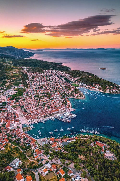 Croatia Hvar Small Town Sunset From Above V by Alex G Perez wall art