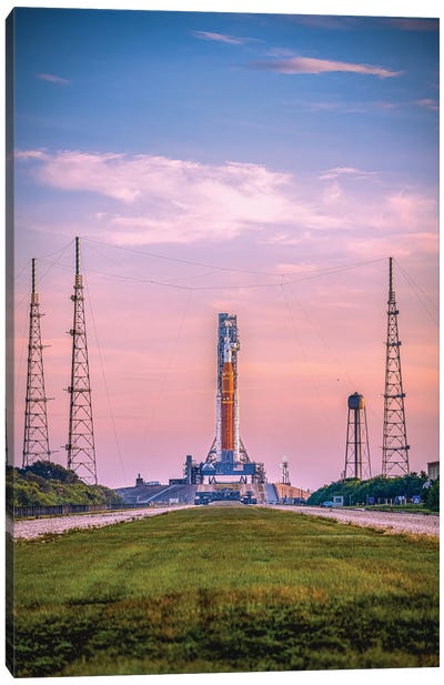 Nasa Artemis SLS Rocket On Launch Pad Sunrise VI Canvas Art Print - Space Shuttle Art