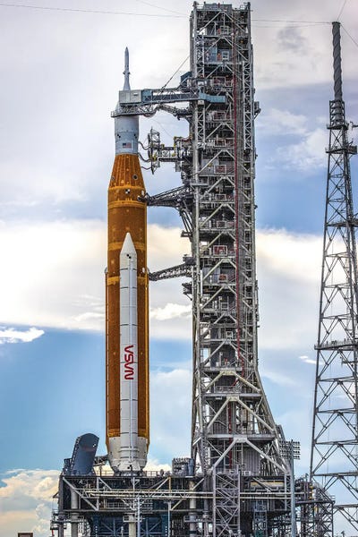 Alex G Perez: Nasa Artemis SLS Rocket On Launch Pad Closeup by Alex G Perez
