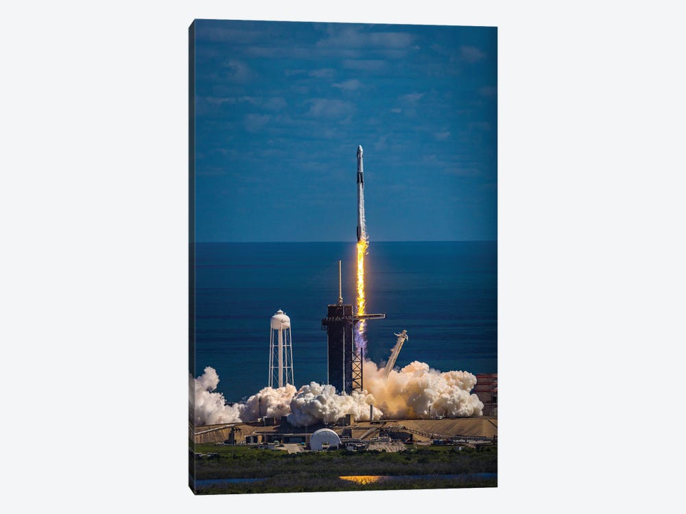 Spacex Falcon 9 Crew 4 Launch From Vab Roof III by Alex G Perez 1-piece Canvas Wall Art