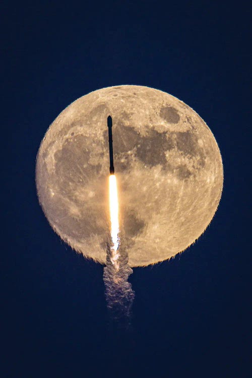 Spacex Falcon 9 Transit With The Moon