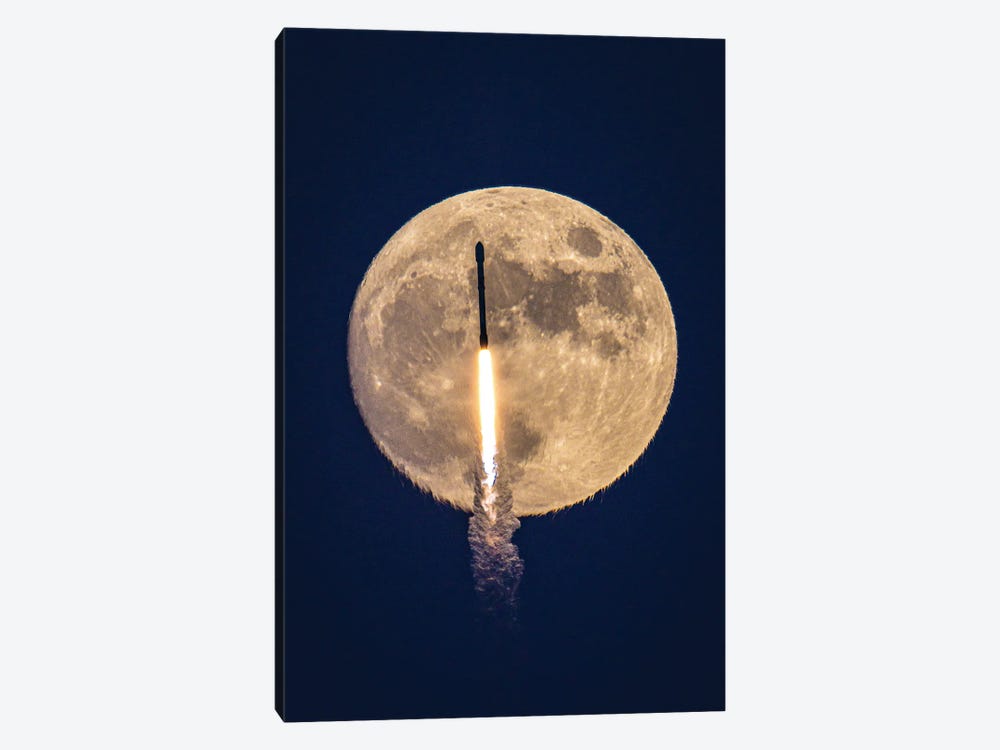 Spacex Falcon 9 Transit With The Moon by Alex G Perez 1-piece Canvas Artwork