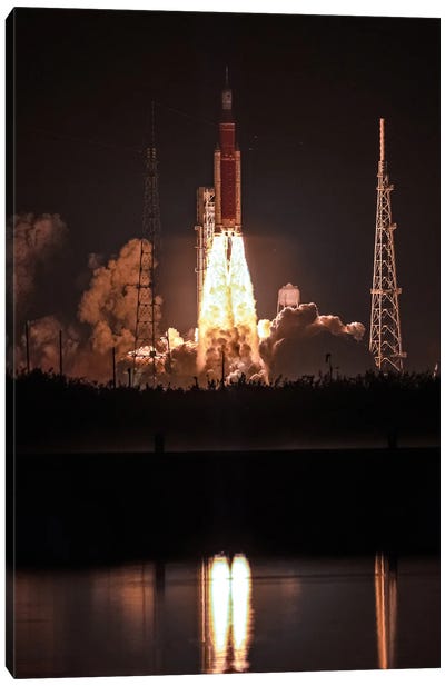 Nasa Artemis SLS Rocket Launch V Canvas Art Print - Space Exploration Art