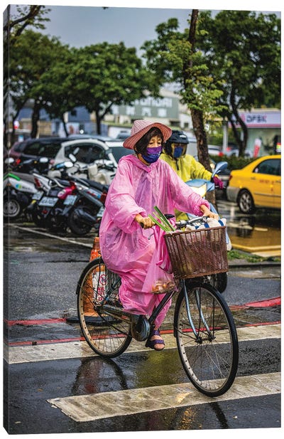 Bike Rider In Taiwan Canvas Art Print - Alex G Perez