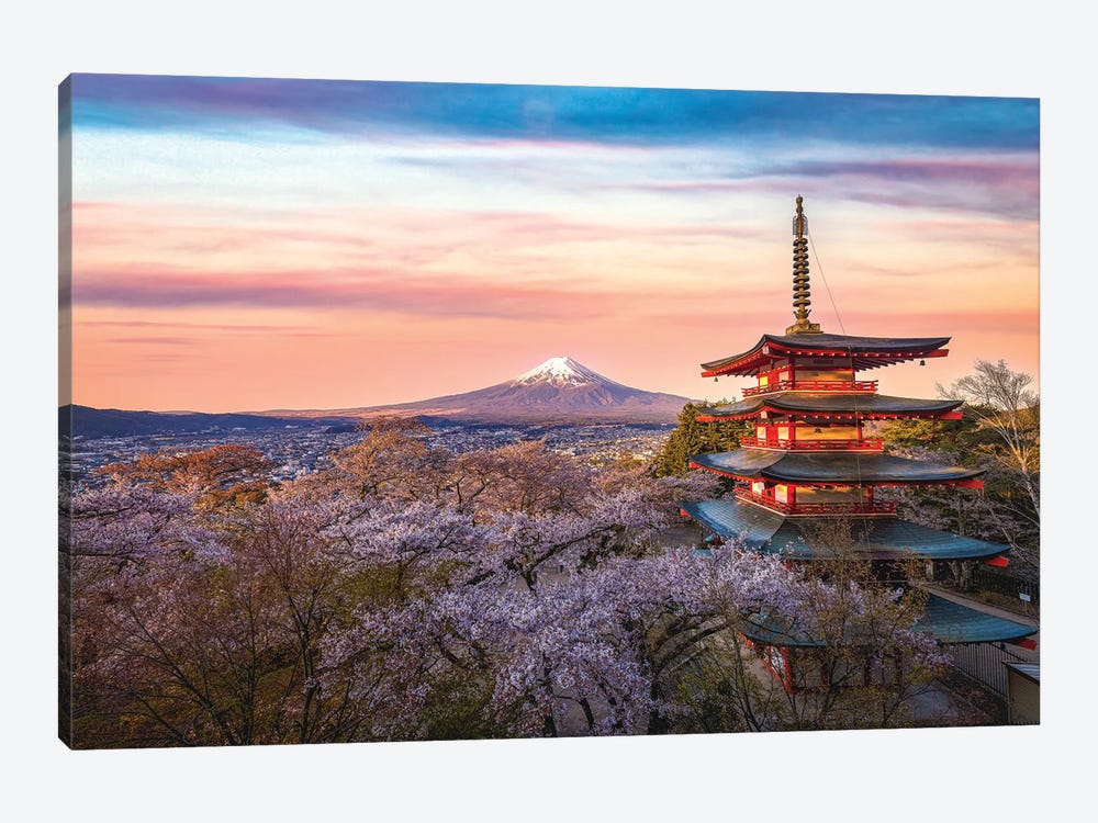 Looking Above the Cherry Blossoms at Mt. Fuji by Alex G Perez 1-piece Canvas Artwork