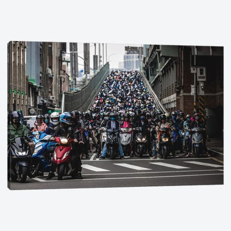 Scooter Crowded Streets of Taipei I Canvas Print #AGP530} by Alex G Perez Art Print