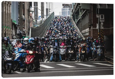 Scooter Crowded Streets of Taipei I Canvas Art Print - Taiwan