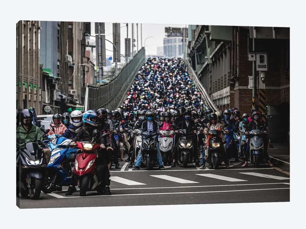 Scooter Crowded Streets of Taipei I by Alex G Perez 1-piece Canvas Art
