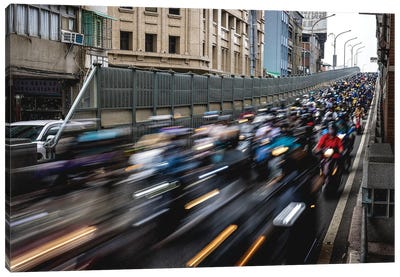 Scooter Crowded Streets of Taipei II Canvas Art Print