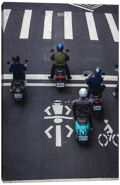 Scooter Crowded Streets of Taipei III Canvas Art Print - Alex G Perez