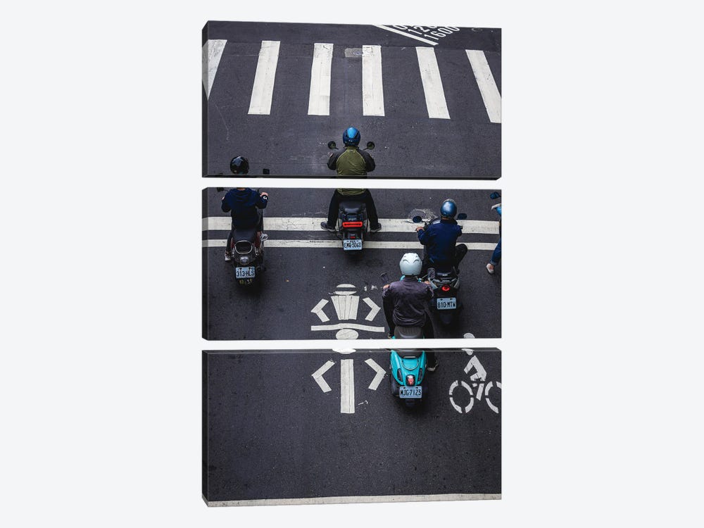 Scooter Crowded Streets of Taipei III by Alex G Perez 3-piece Canvas Artwork