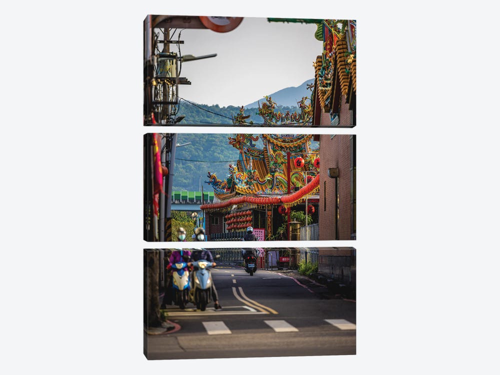 Shende Temple In Taipet, Taiwan by Alex G Perez 3-piece Canvas Art Print