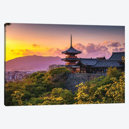 Sunset At Kiyomizu-Dera Temple Kyoto, Japan II Canvas Print #AGP535} by Alex G Perez Canvas Art