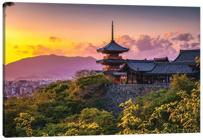 Sunset At Kiyomizu-Dera Temple Kyoto, Japan II Canvas Art Print - Alex G Perez