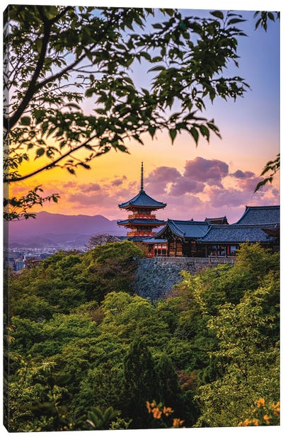 Sunset At Kiyomizu-Dera Temple Kyoto, Japan IV Canvas Art Print - Alex G Perez