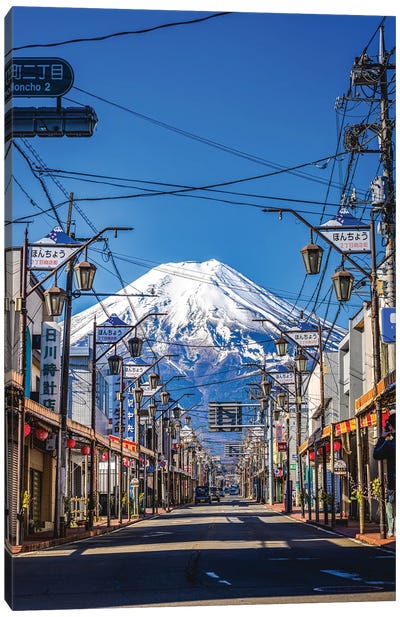 View Of Mt. Fuji Through The Streets Of Fujinomiya, Japan I Canvas Art Print - Alex G Perez