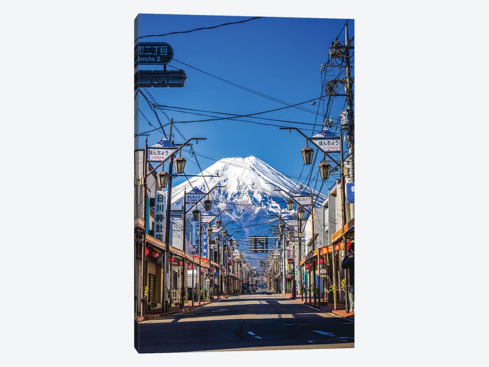 View Of Mt. Fuji Through The Streets Of Fujinomiya, Japan I by Alex G Perez 1-piece Canvas Art Print