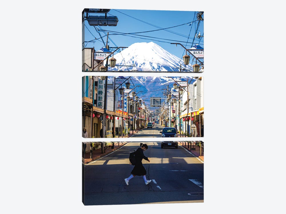 View Of Mt. Fuji Through The Streets Of Fujinomiya, Japan II by Alex G Perez 3-piece Canvas Wall Art