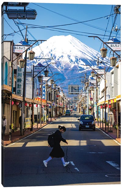 View Of Mt. Fuji Through The Streets Of Fujinomiya, Japan II Canvas Art Print