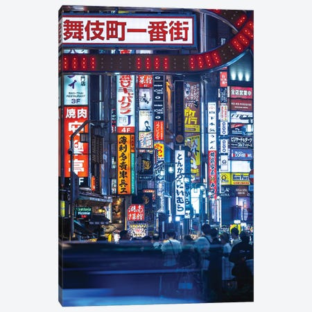 Japan Tokyo Shinjuku Neon Light Streets Canvas Print #AGP664} by Alex G Perez Canvas Artwork