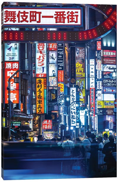 Japan Tokyo Shinjuku Neon Light Streets Canvas Art Print - Tokyo Art