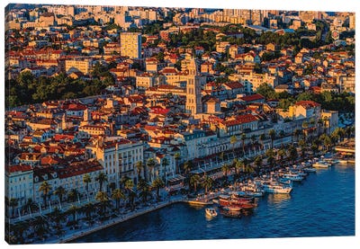 Split Croatia Harbor Old City Sunset Canvas Art Print - Alex G Perez
