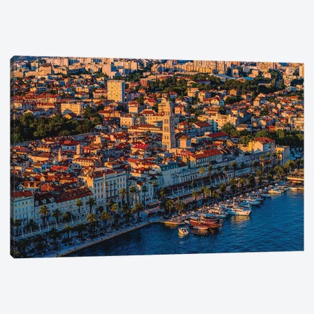 Split Croatia Harbor Old City Sunset Canvas Print #AGP668} by Alex G Perez Art Print