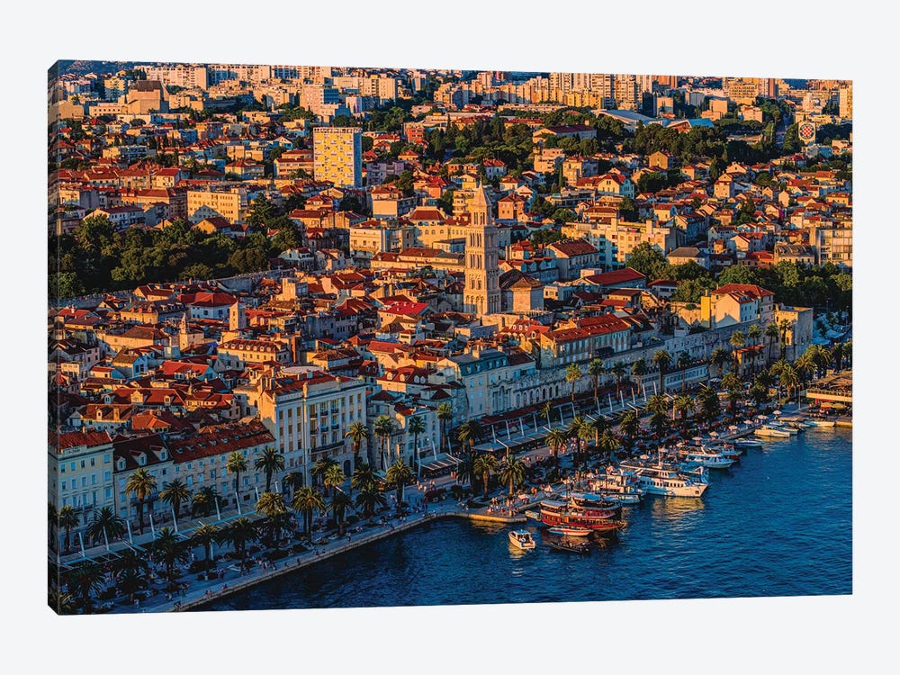 Split Croatia Harbor Old City Sunset by Alex G Perez 1-piece Art Print