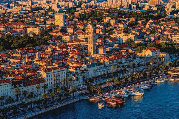 Split: Split Croatia Harbor Old City Sunset by Alex G Perez