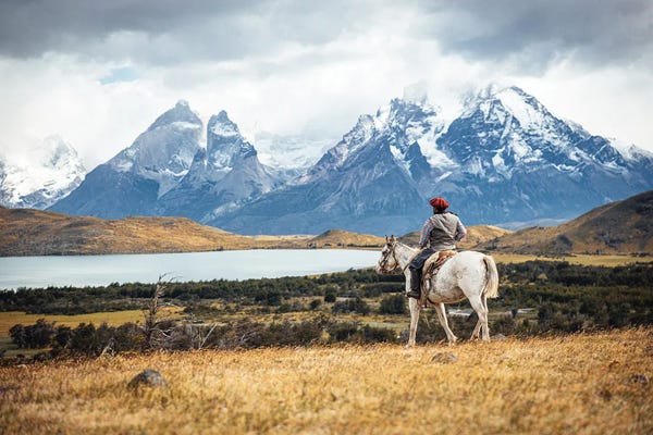 Patagonia: Patagonia Gaucho On Horse Back by Alex G Perez