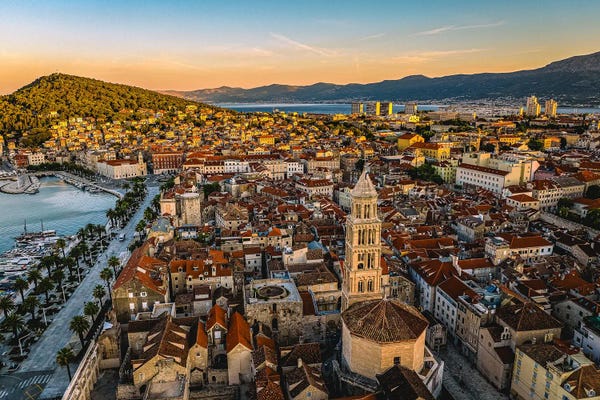 Split Old City Center Bell Tower Sunrise