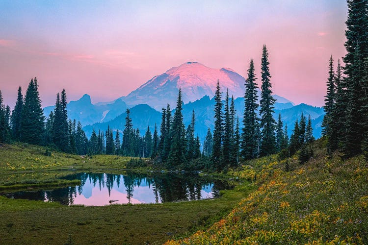 Mt Rainier Sunrise Lake by Alex G Perez wall art