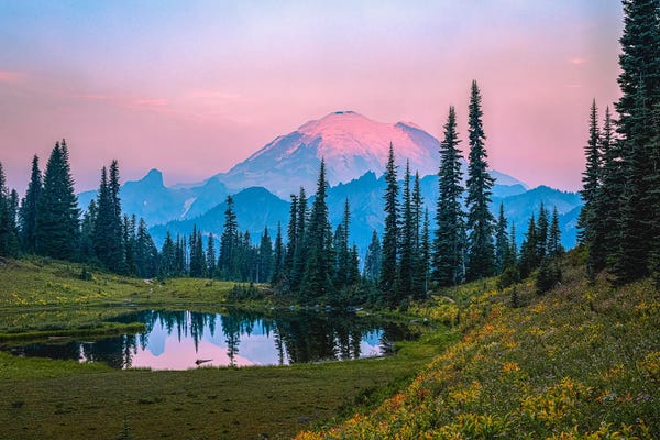 Alex G Perez: Mt Rainier Sunrise Lake by Alex G Perez